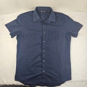 Travis Mathew Navy Blue Studebaker Short Sleeve Regular Shirt Mens Large
